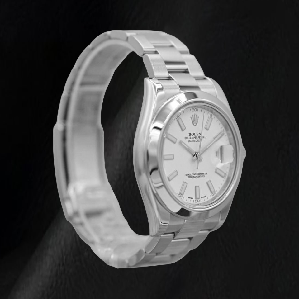 Rolex Datejust 116300 41 mm Edelstahl Uhr, weißes Zifferblatt mit Stabindizes