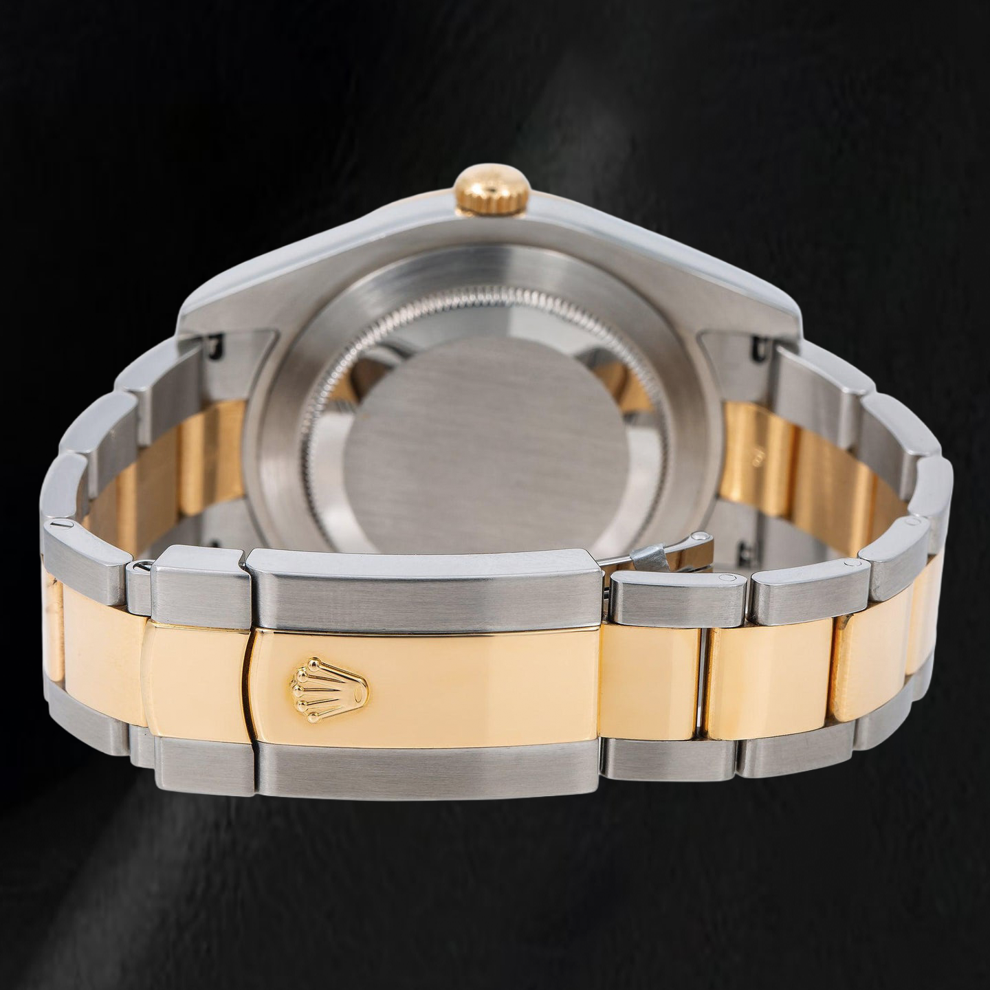 Rolex Datejust 116333 41 mm Uhr, schwarzes Zifferblatt mit römischen Ziffern, Bicolor Gold, Oyster-Armband