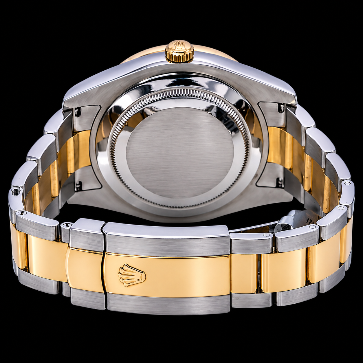 Rolex Datejust 116333 41 mm Uhr, schwarzes Diamantzifferblatt mit römischen Ziffern, Bicolor-Gold, Oyster-Armband