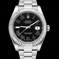 Rolex Datejust 116334 41 mm Uhr, Edelstahl, schwarzes römisches Zifferblatt, Oyster-Armband