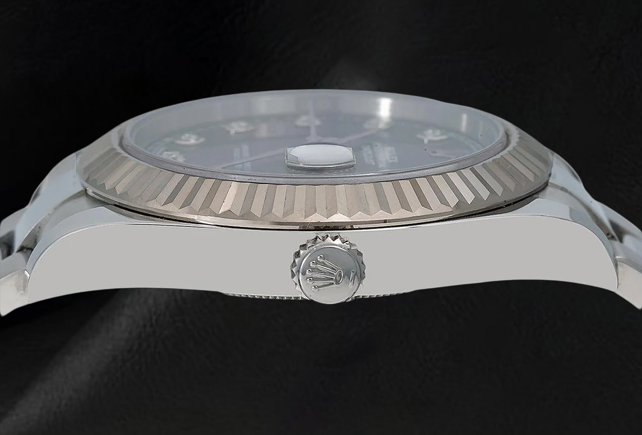 Rolex Datejust 116334 41 mm Uhr, graues Diamantzifferblatt, Edelstahl, Oyster-Armband