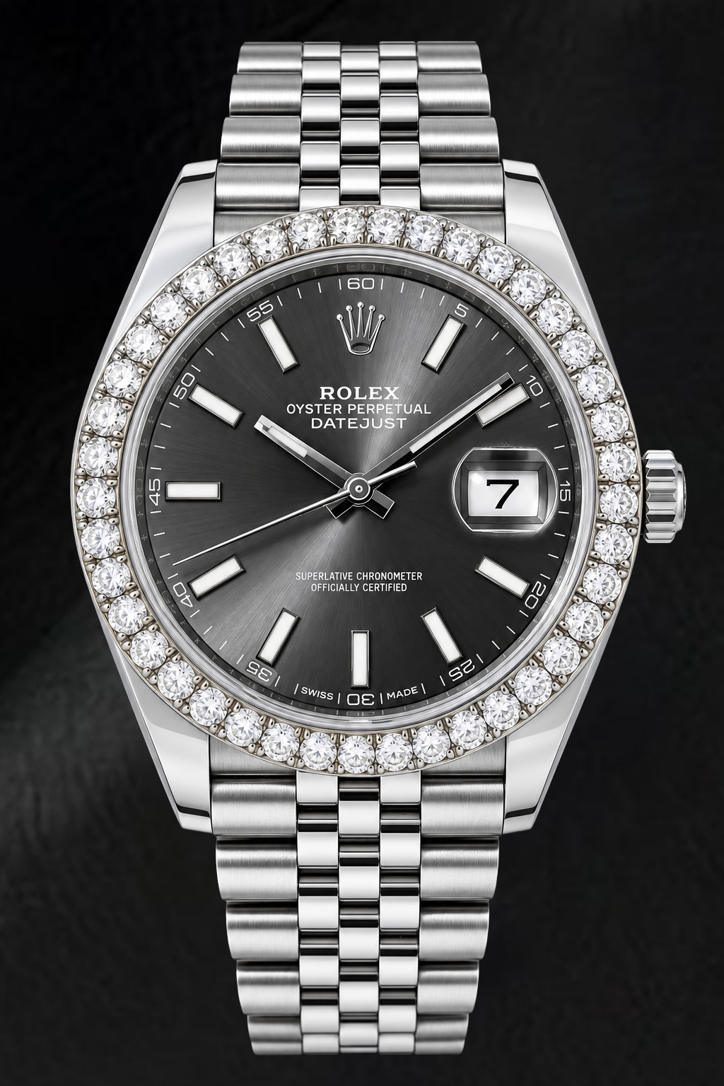 Rolex Datejust 126300 41 mm Edelstahl-Armbanduhr, graues Zifferblatt mit Stabindizes, leuchtend