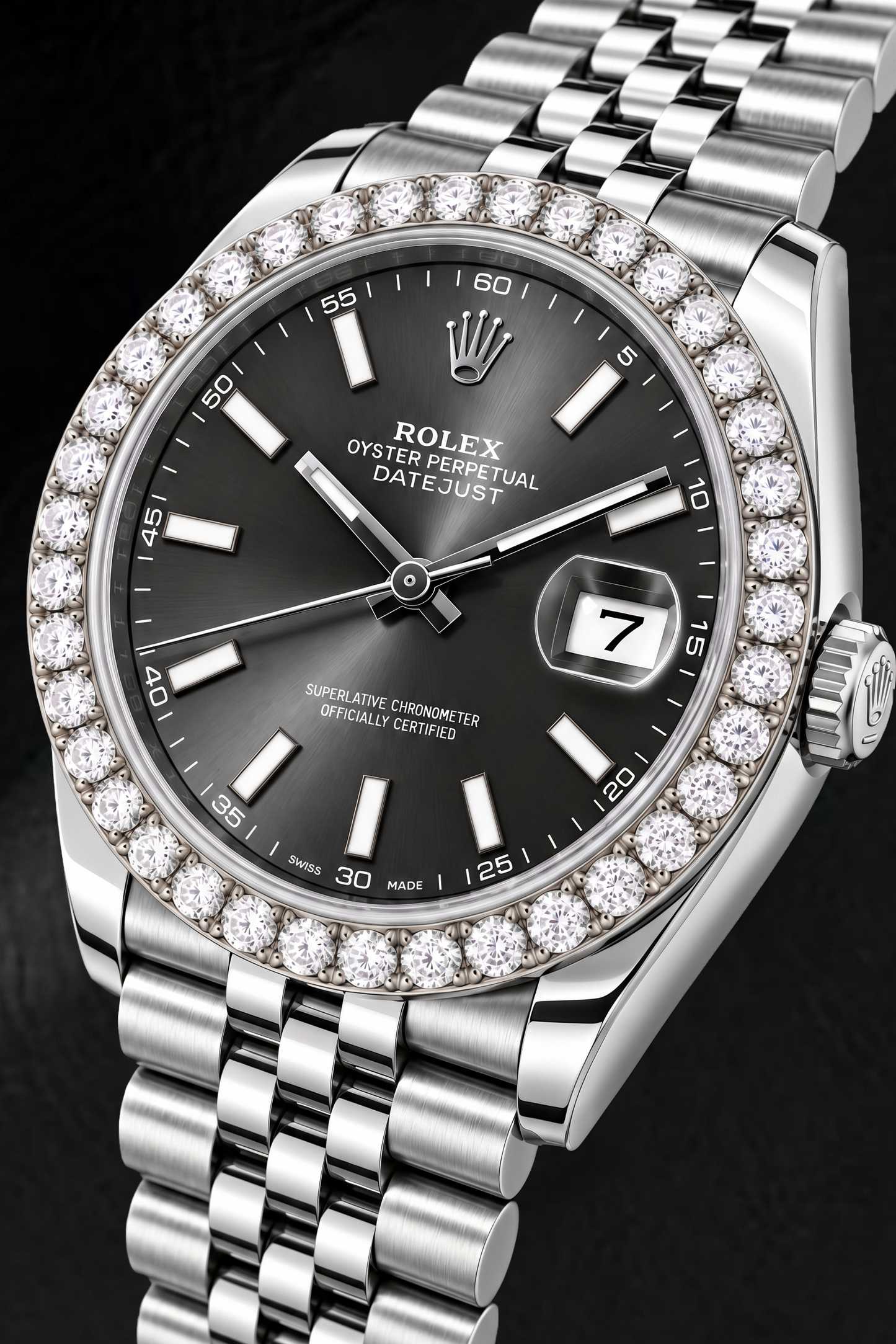 Rolex Datejust 126300 41 mm Edelstahl-Armbanduhr, graues Zifferblatt mit Stabindizes, leuchtend