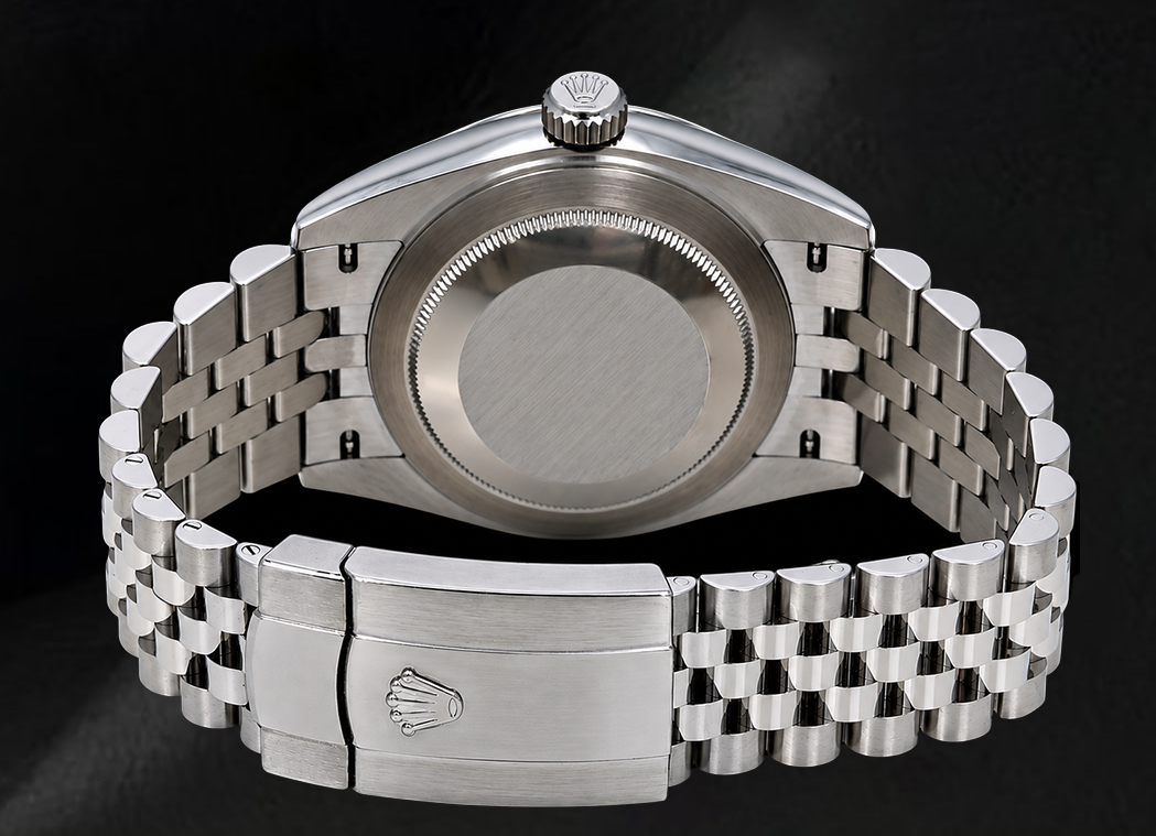 Rolex Datejust 126300 41 mm Edelstahluhr mit rotem Diamantzifferblatt und römischen Ziffern