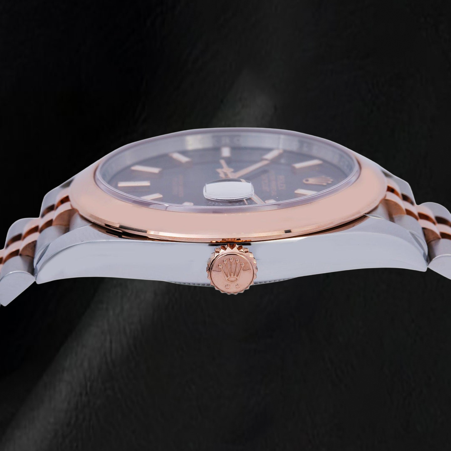 Rolex Datejust 126301 41 mm Bicolor-Uhr, schokoladenbraunes Zifferblatt mit Stabindizes