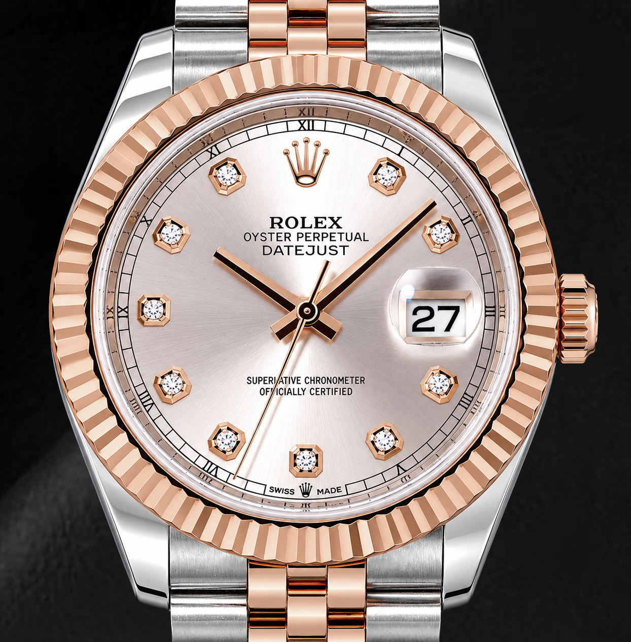 Rolex Datejust 126331 41 mm Sonnenglanz-Diamantzifferblatt Bicolor-Uhr