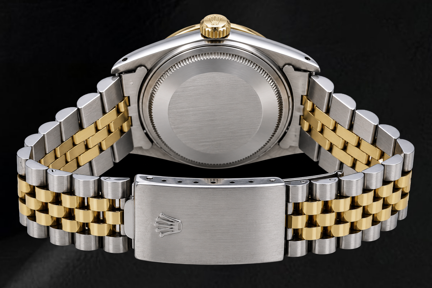 Rolex Datejust 16013 36 mm Bicolor Uhr mit schwarzem römischem Diamantzifferblatt