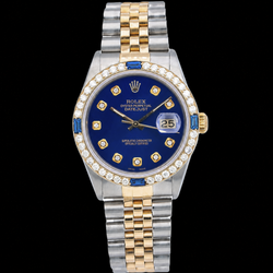 Rolex Datejust 16013 36 mm Bicolor Uhr mit blauem Diamantzifferblatt
