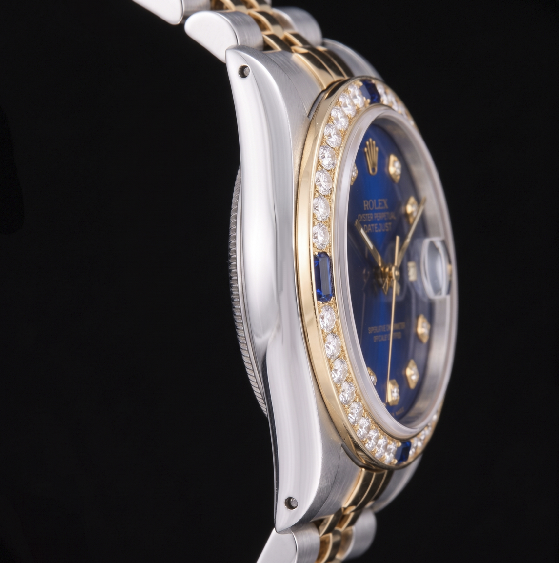 Rolex Datejust 16013 36 mm Bicolor Uhr mit blauem Diamantzifferblatt