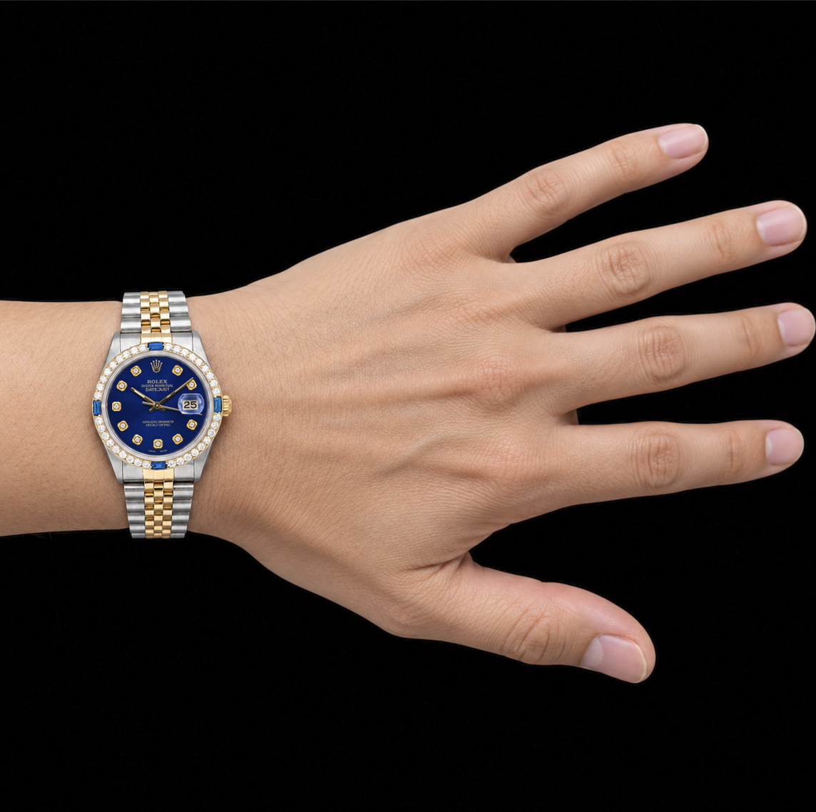 Rolex Datejust 16013 36 mm Bicolor Uhr mit blauem Diamantzifferblatt
