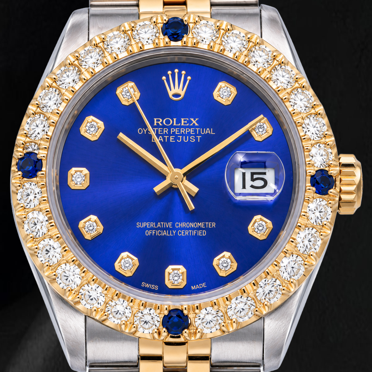 Rolex Datejust 16013 36 mm Bicolor-Uhr mit blauem Diamantzifferblatt