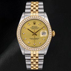 Rolex Datejust 16013 36 mm Champagner-Diamantzifferblatt Bicolor Uhr