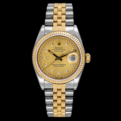 Rolex Datejust 16013 36 mm Bicolor-Uhr mit champagnerfarbenem String-Diamantzifferblatt