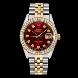 Rolex Datejust 16013 36 mm Rotes Diamantzifferblatt Jubilé-Armband Bicolor Uhr