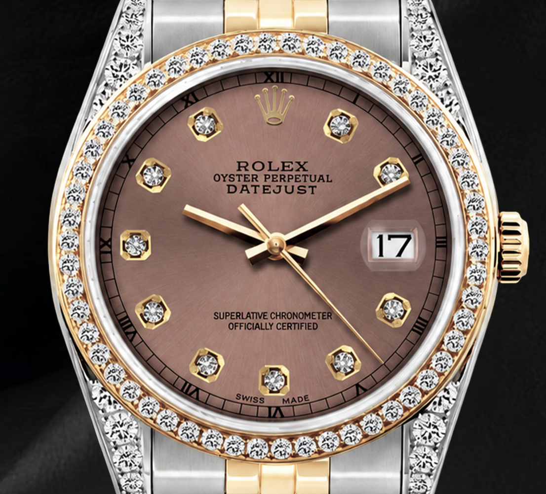 Rolex Datejust 16013 Lachsfarbenes Diamantzifferblatt 36 mm Bicolor Uhr