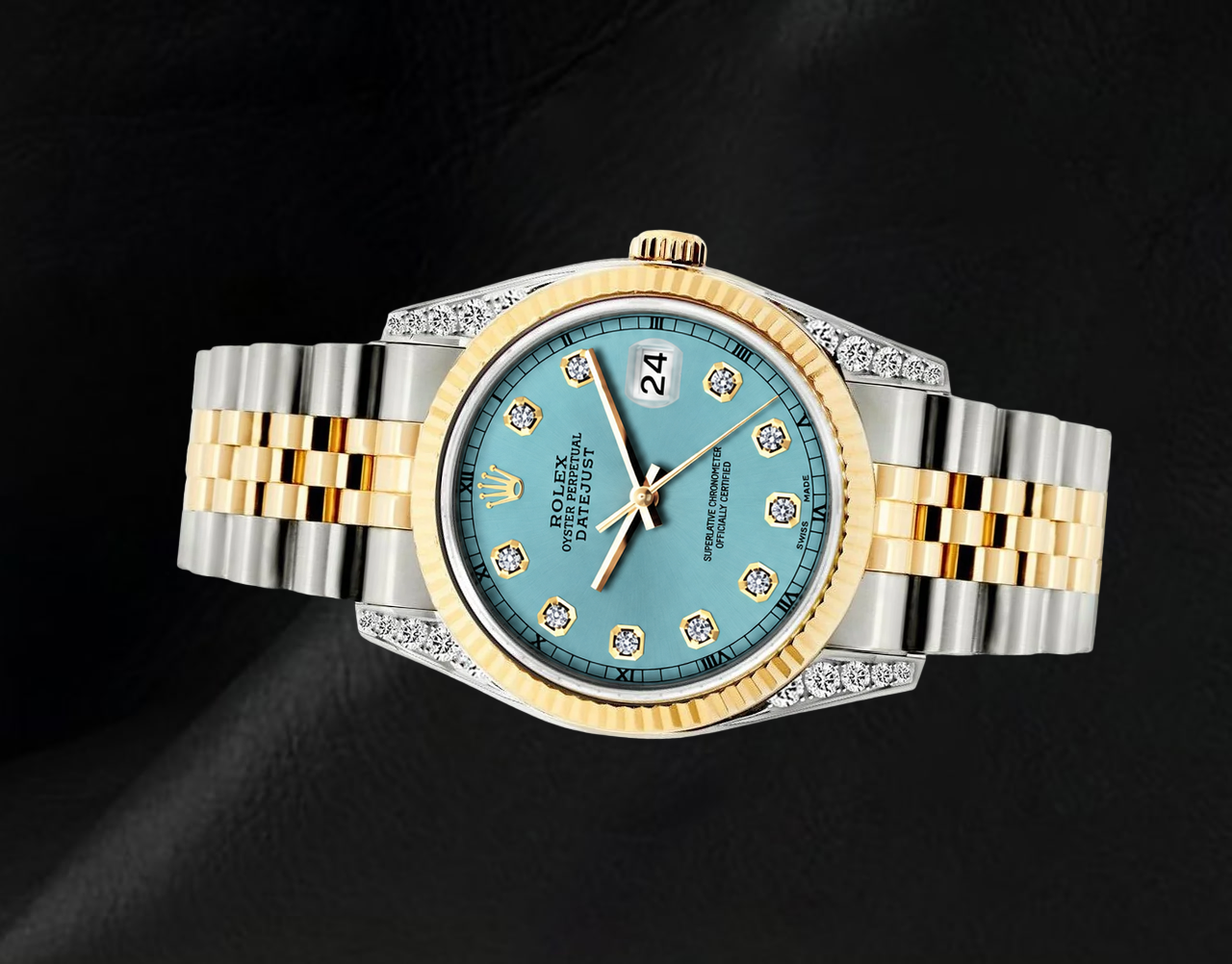 Rolex Datejust 16013 Türkises Diamantzifferblatt 36 mm Bicolor Uhr