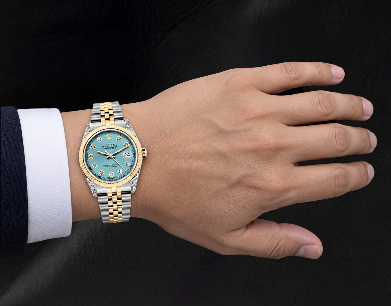 Rolex Datejust 16013 Türkises Diamantzifferblatt 36 mm Bicolor Uhr