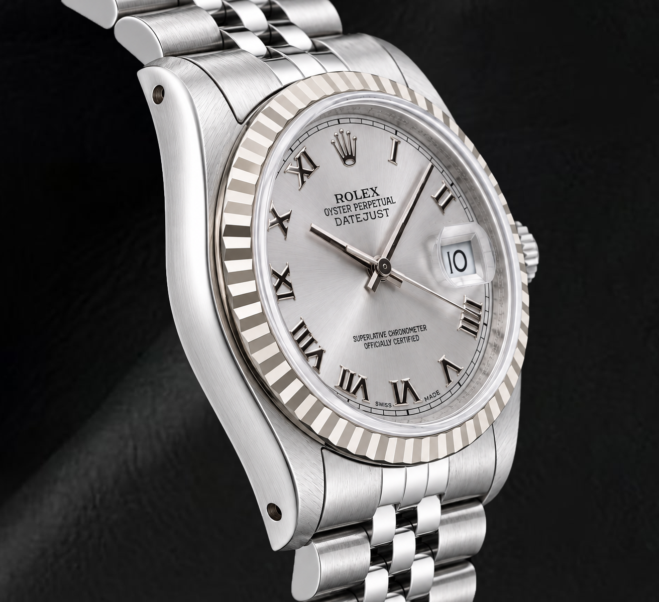 Rolex Datejust 16014 36 mm Edelstahl-Armbanduhr mit silbernem römischen Zifferblatt