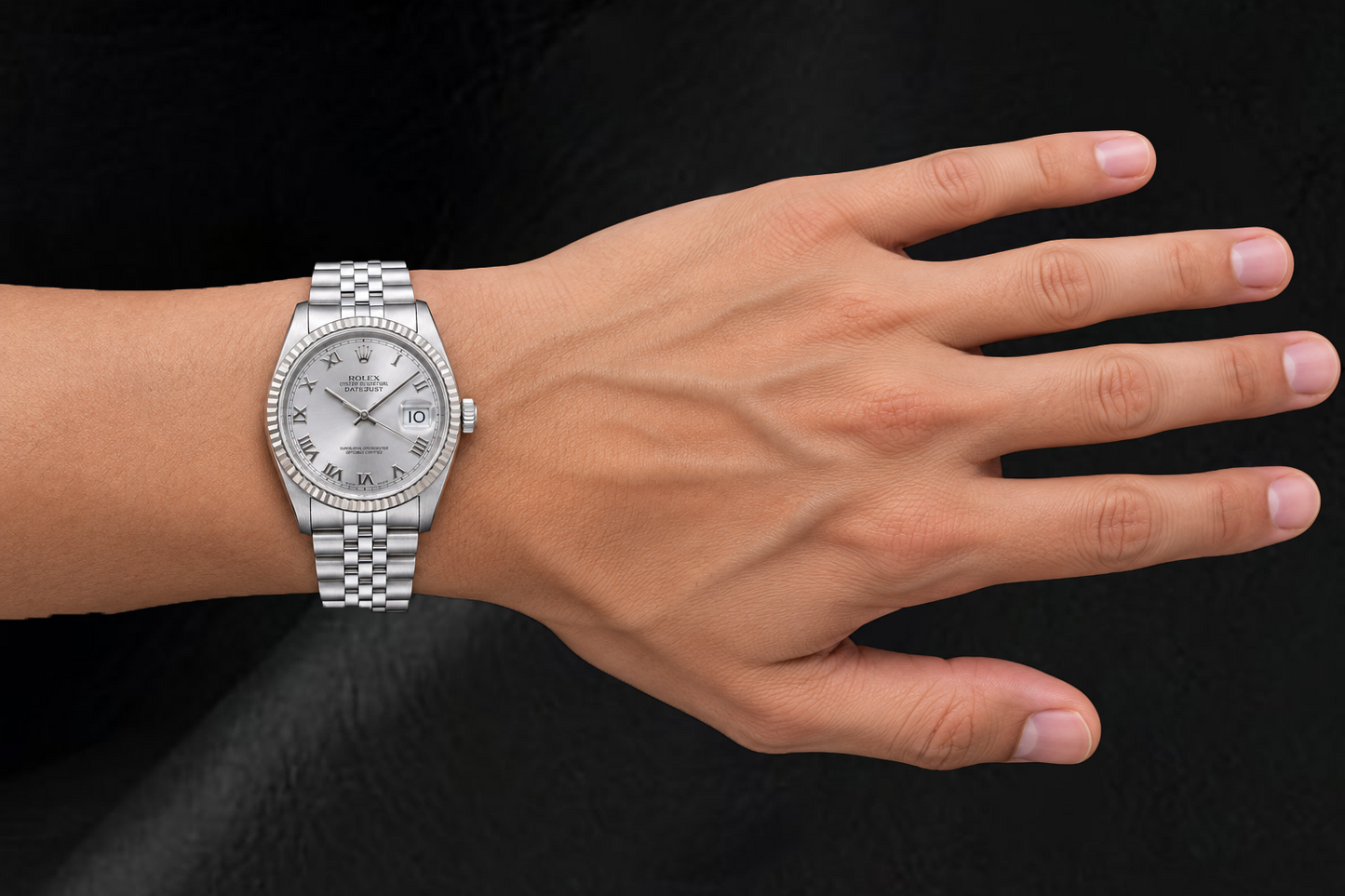 Rolex Datejust 16014 36 mm Edelstahl-Armbanduhr mit silbernem römischen Zifferblatt