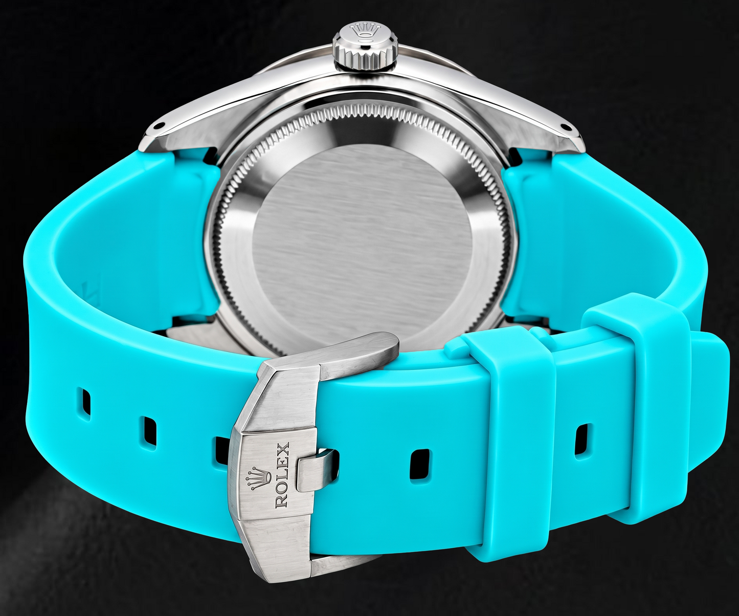 Rolex Datejust 16014 36 mm Türkisfarbenes Diamantzifferblatt Blaues Kautschukarmband Uhr
