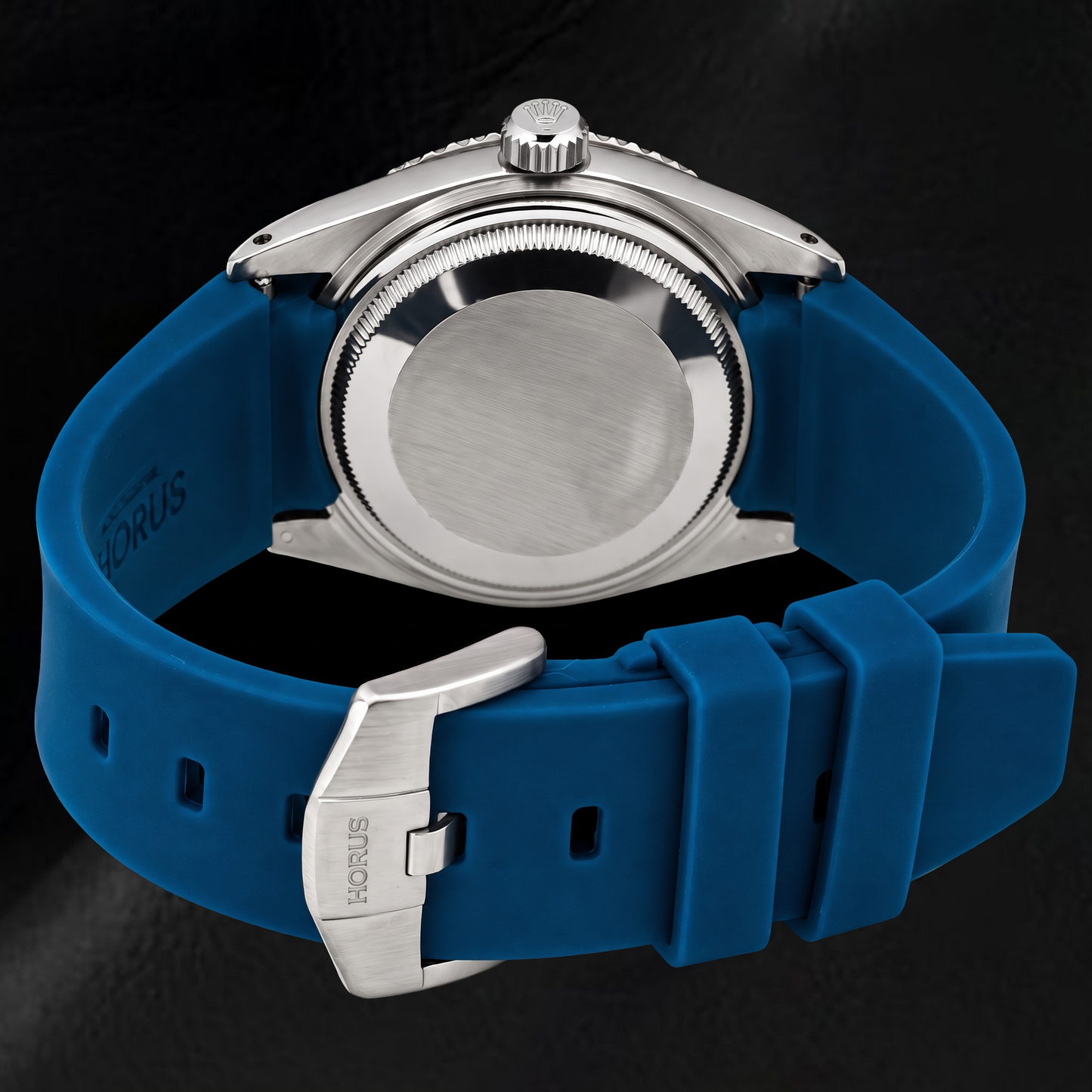 Rolex Datejust 1601 36 mm Uhr mit blauem Diamantzifferblatt und blauem Kautschukarmband