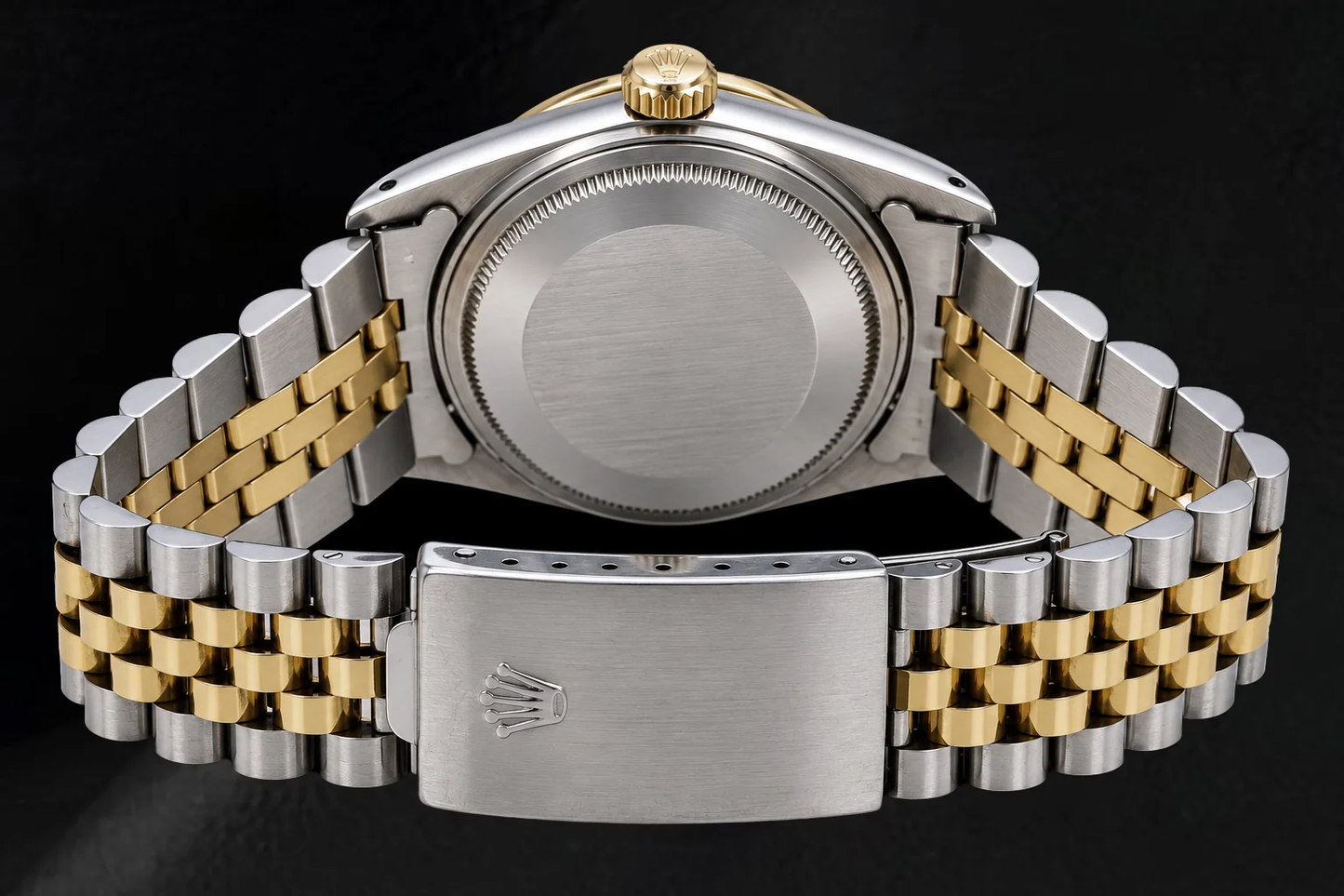 Rolex Datejust 1601 36 mm Bicolor Uhr mit champagnerfarbenem Diamantzifferblatt und römischen Ziffern