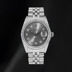 Rolex Datejust 1601 36 mm Edelstahl Uhr mit grauem Diamantzifferblatt