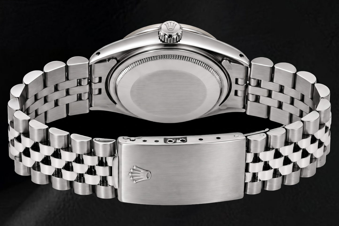 Rolex Datejust 1603 36 mm Edelstahl-Uhr mit weißem Zifferblatt und römischen Ziffern