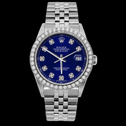 Rolex Datejust 16200 36 mm Armbanduhr aus Edelstahl mit blauem Diamantzifferblatt