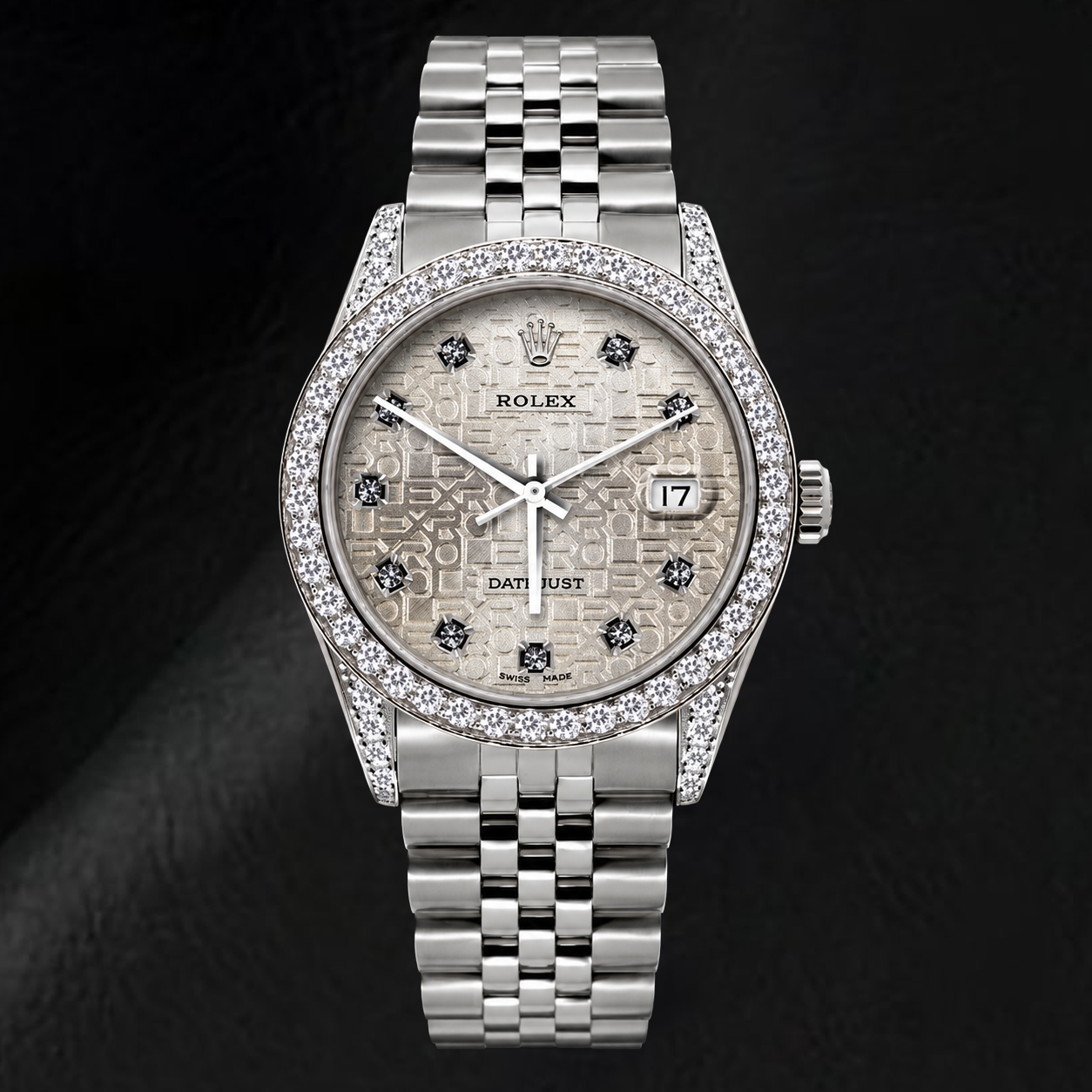 Rolex Datejust 16200 36 mm Edelstahl-Uhr mit silbernem Jubilé-Diamantzifferblatt