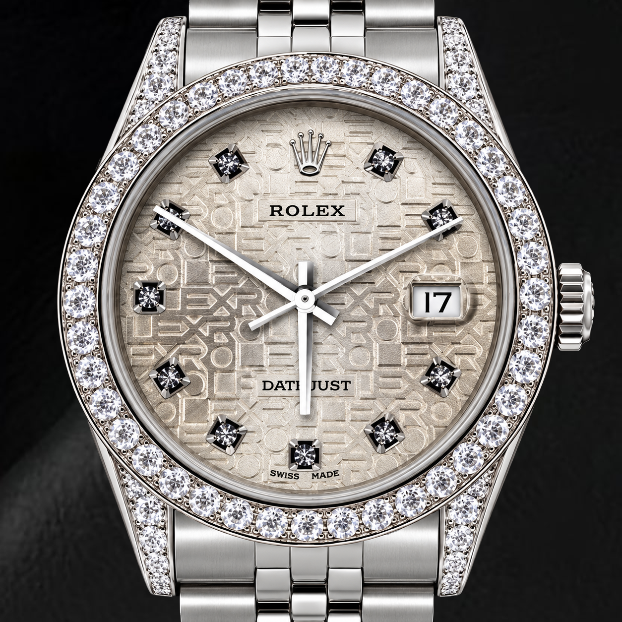 Rolex Datejust 16200 36 mm Edelstahl-Uhr mit silbernem Jubilé-Diamantzifferblatt