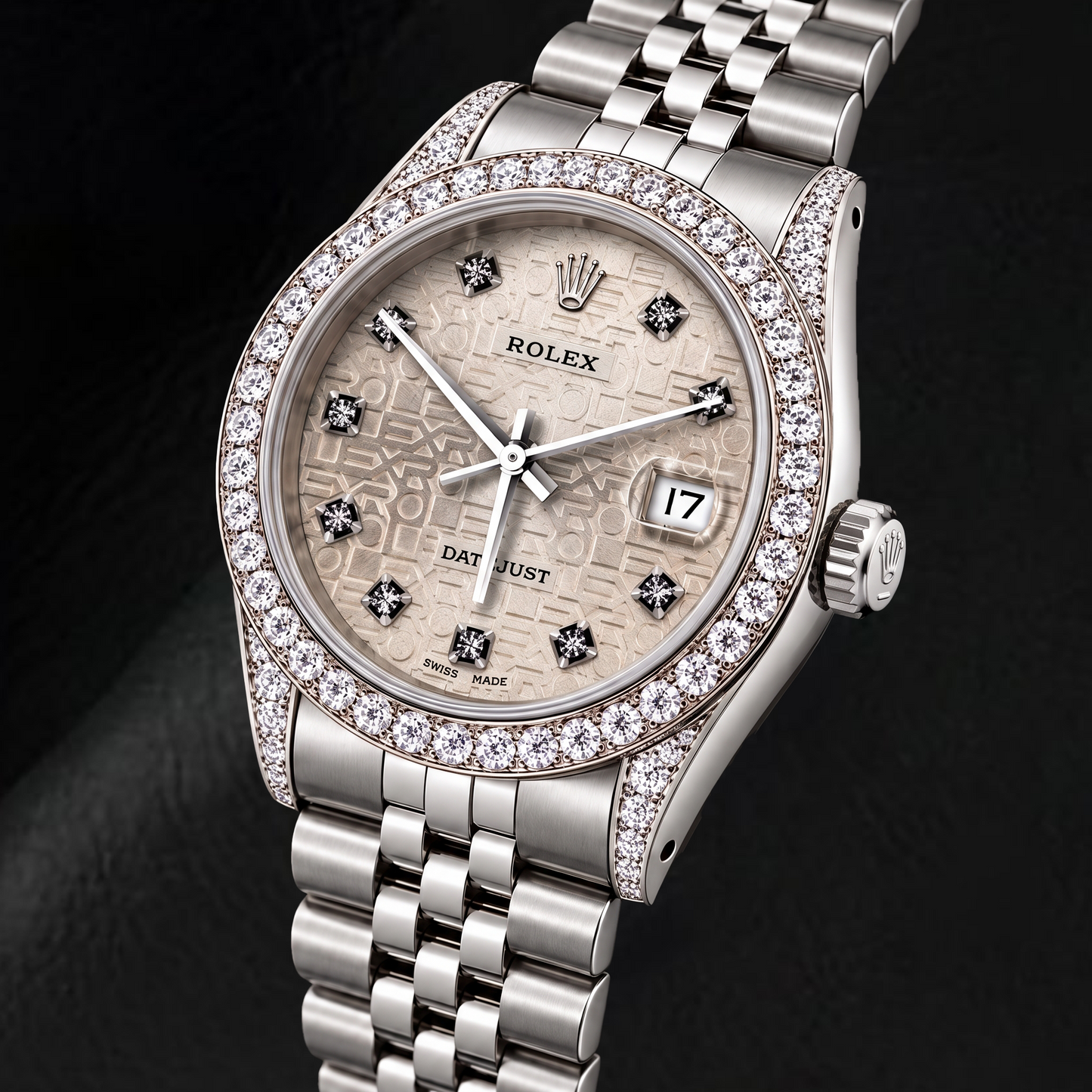 Rolex Datejust 16200 36 mm Edelstahl-Uhr mit silbernem Jubilé-Diamantzifferblatt