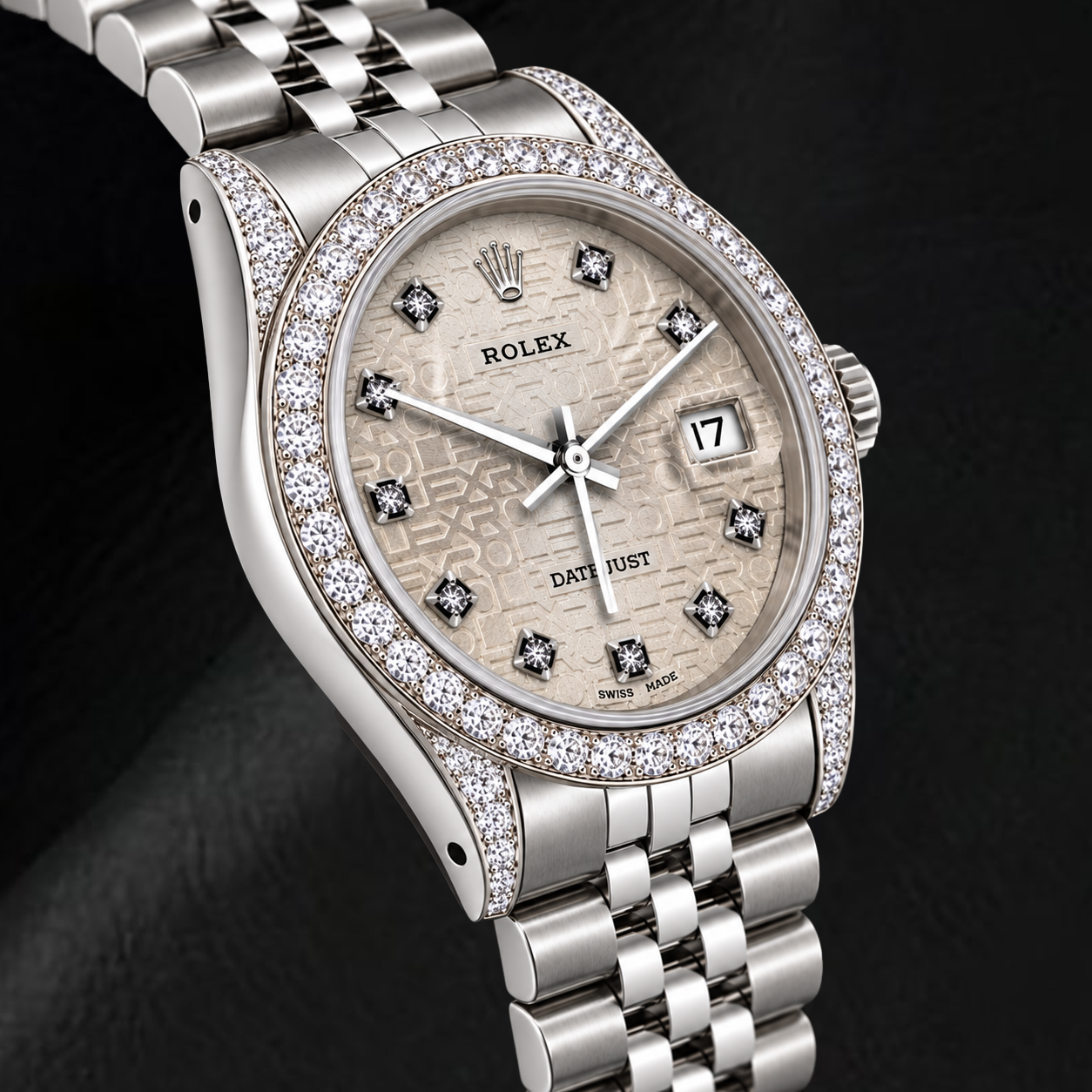 Rolex Datejust 16200 36 mm Edelstahl-Uhr mit silbernem Jubilé-Diamantzifferblatt