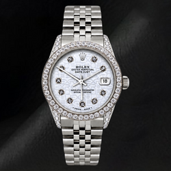 Rolex Datejust 16200 36 mm Edelstahluhr mit weißem Diamantzifferblatt