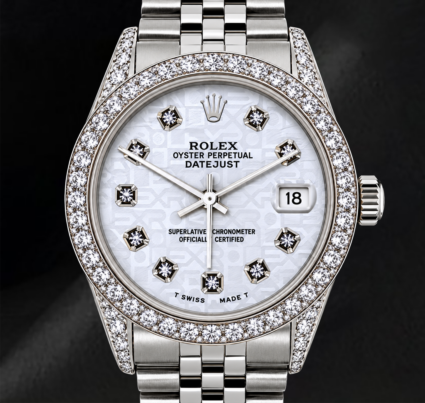 Rolex Datejust 16200 36 mm Edelstahluhr mit weißem Diamantzifferblatt