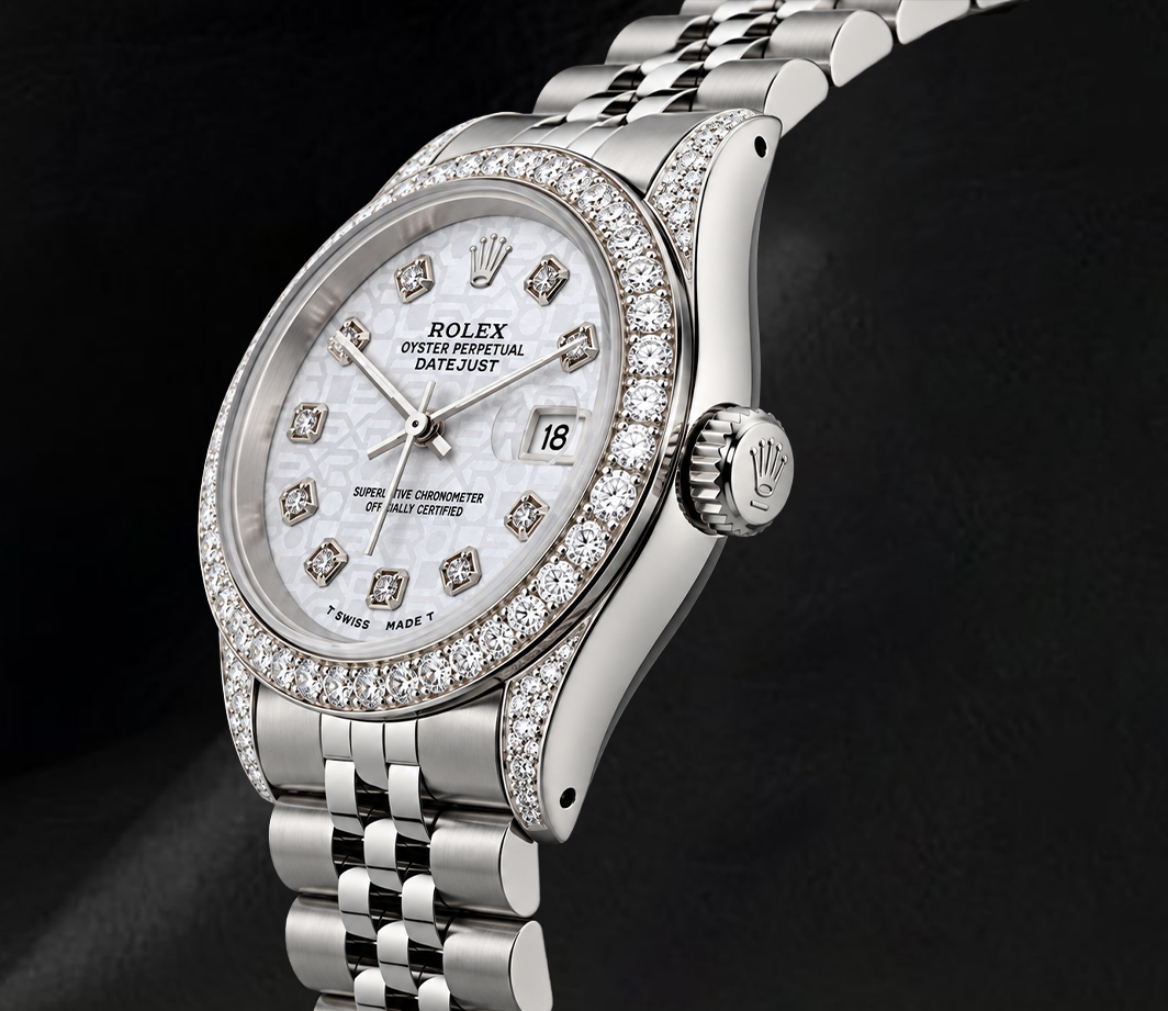 Rolex Datejust 16200 36 mm Edelstahluhr mit weißem Diamantzifferblatt
