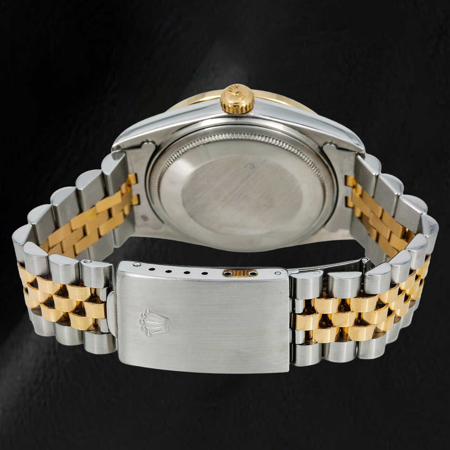 Rolex Datejust 16233 36 mm Bicolor-Uhr mit schwarzem Diamantzifferblatt und arabischen Ziffern
