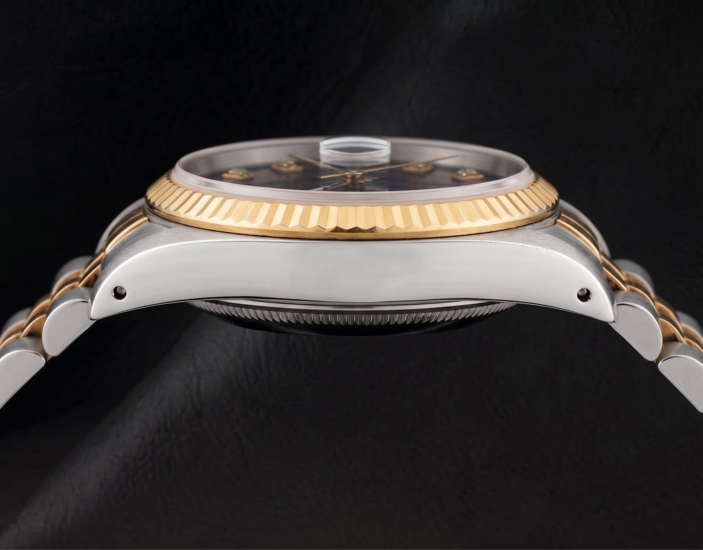 Rolex Datejust 16233 36 mm Bicolor Uhr mit schwarzem Diamantzifferblatt