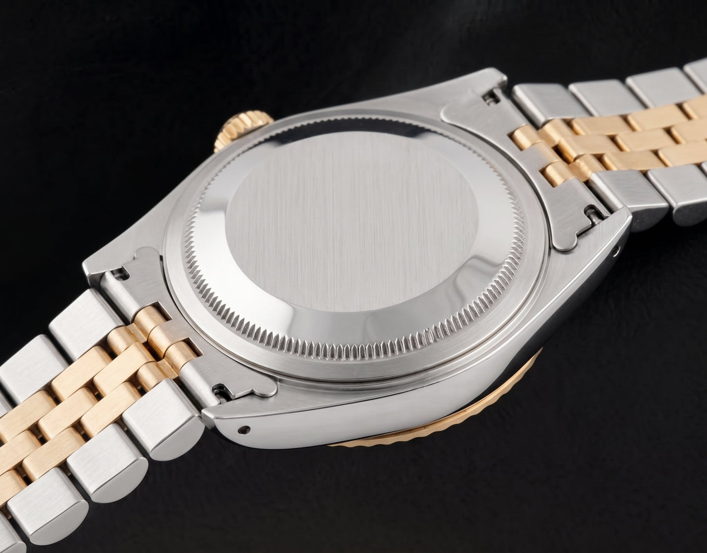 Rolex Datejust 16233 36 mm Bicolor Uhr mit schwarzem Diamantzifferblatt