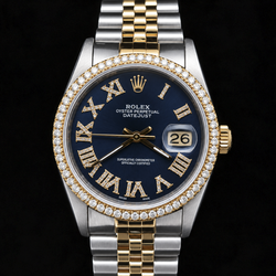 Rolex Datejust 16233 36 mm Bicolor Uhr mit blauem römischem Diamantzifferblatt