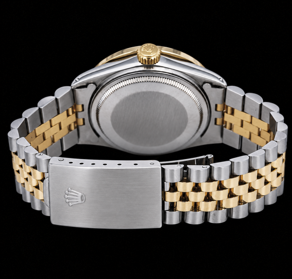 Rolex Datejust 16233 36 mm Bicolor Uhr mit blauem römischem Diamantzifferblatt