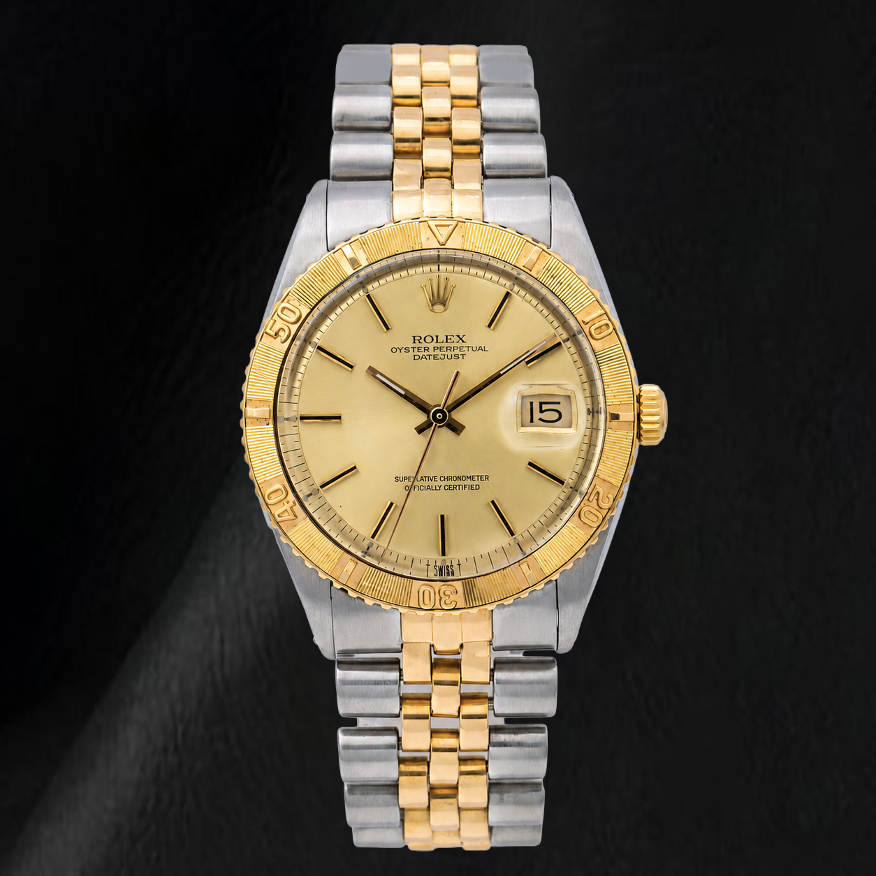 Rolex Datejust 16233 36 mm Bicolor Uhr Champagner-Zifferblatt mit Stabindizes