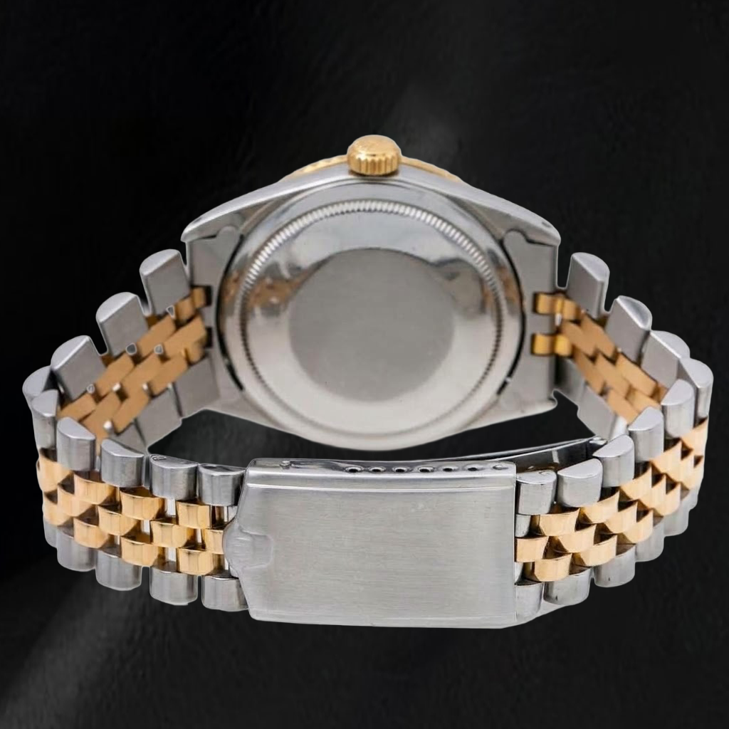 Rolex Datejust 16233 36 mm Bicolor Uhr Champagner-Zifferblatt mit Stabindizes