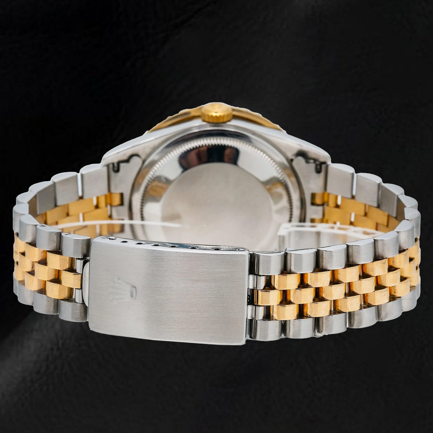 Rolex Datejust 16233 36 mm Bicolor Uhr, blaues Diamant-Pavé-Zifferblatt mit östlich-arabischen Ziffern