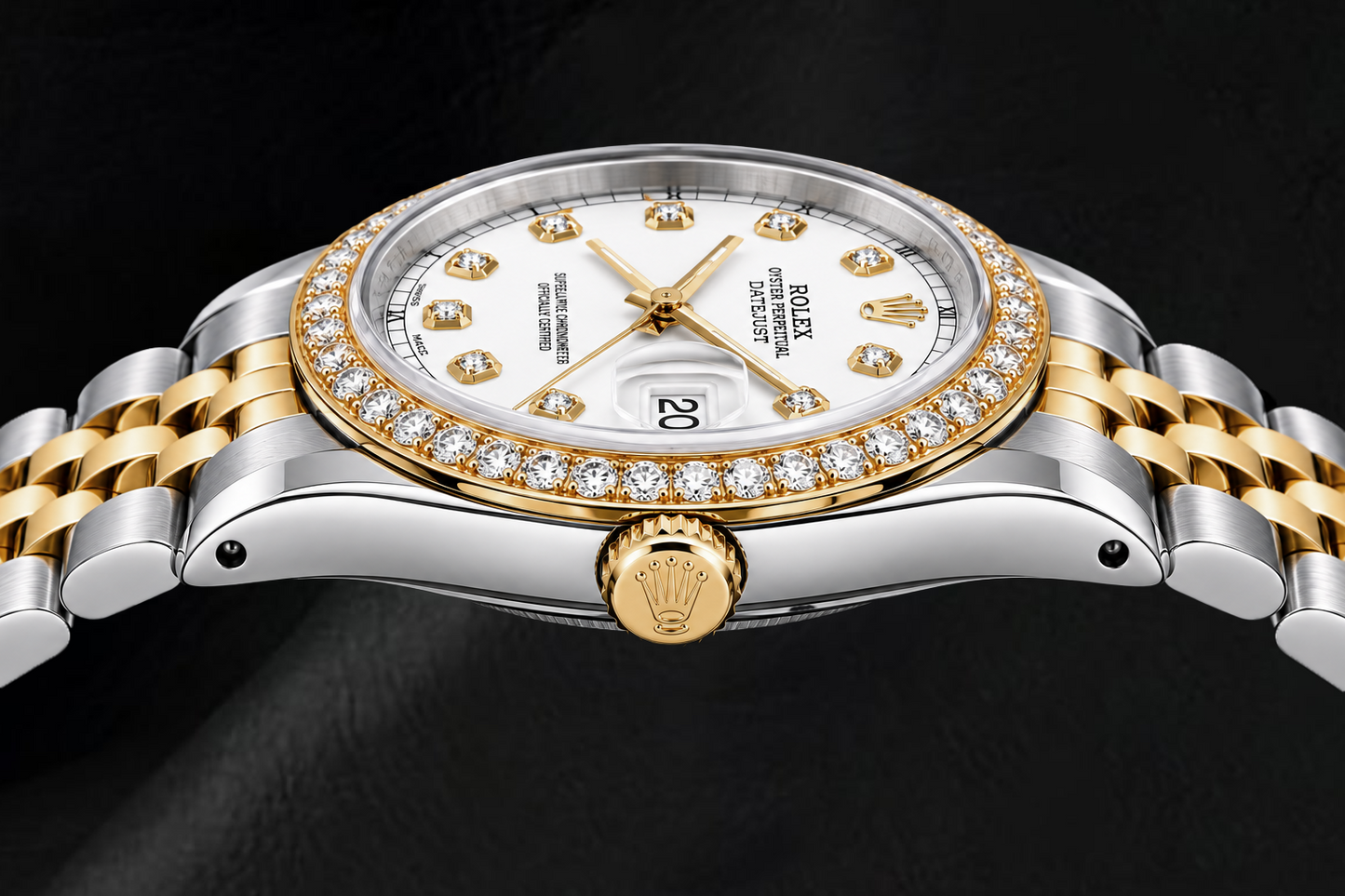 Rolex Datejust 16233 36 mm Bicolor-Uhr mit weißem Diamantzifferblatt