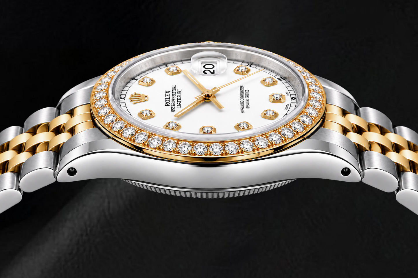 Rolex Datejust 16233 36 mm Bicolor-Uhr mit weißem Diamantzifferblatt