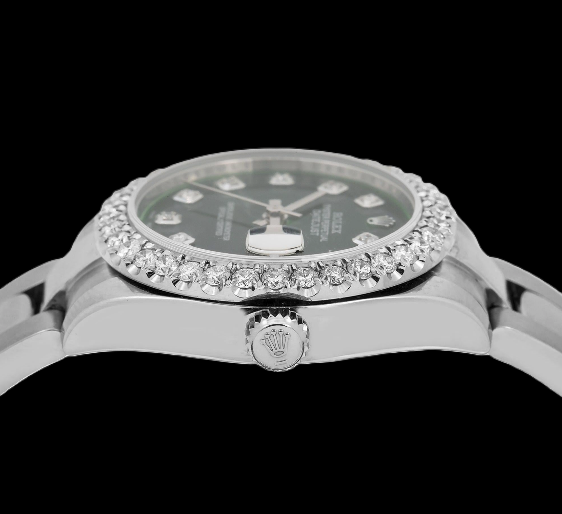Rolex Datejust 178240 31 mm Uhr aus Edelstahl mit grünem Diamantzifferblatt