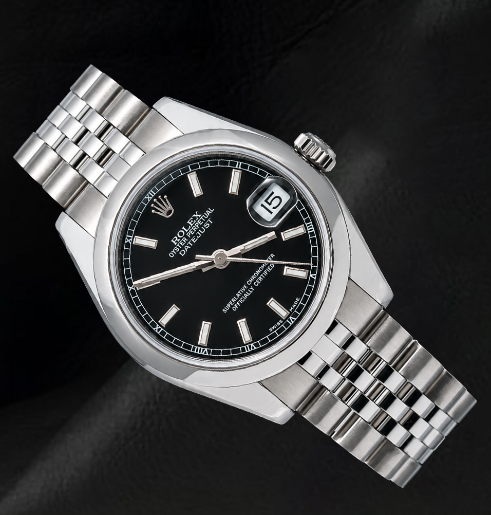 Rolex Datejust 178240 Schwarzes Zifferblatt mit Leuchtmasse 31 mm Edelstahluhr