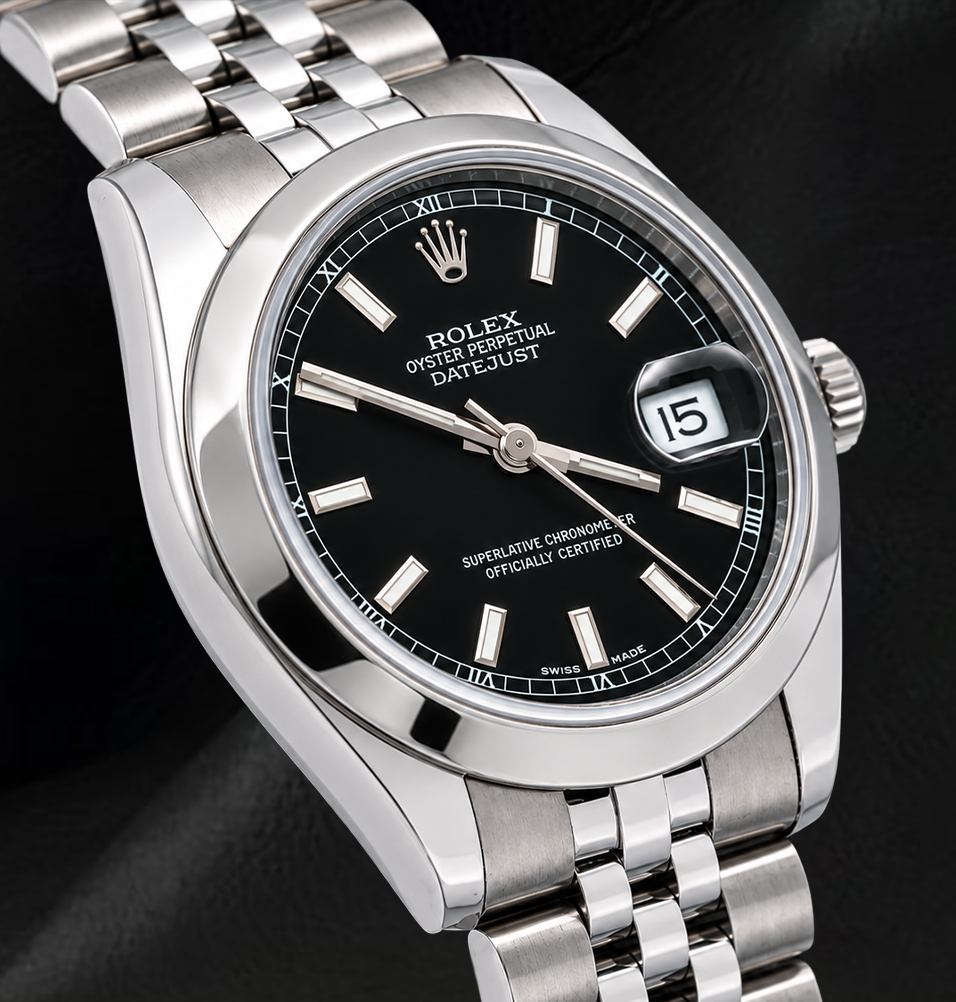 Rolex Datejust 178240 Schwarzes Zifferblatt mit Leuchtmasse 31 mm Edelstahluhr