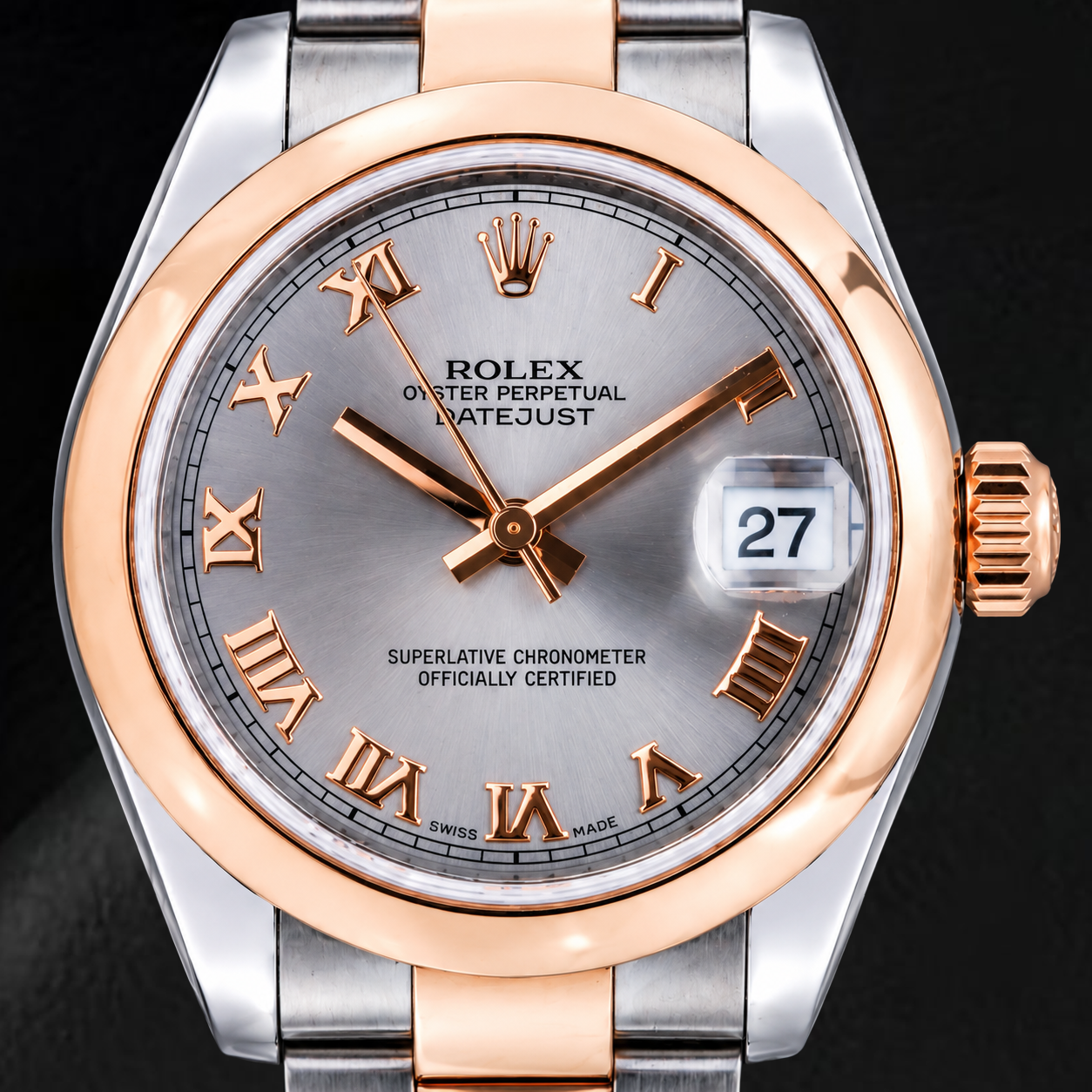 Rolex Datejust 178241 31 mm Bicolor Uhr mit grauem römischem Zifferblatt